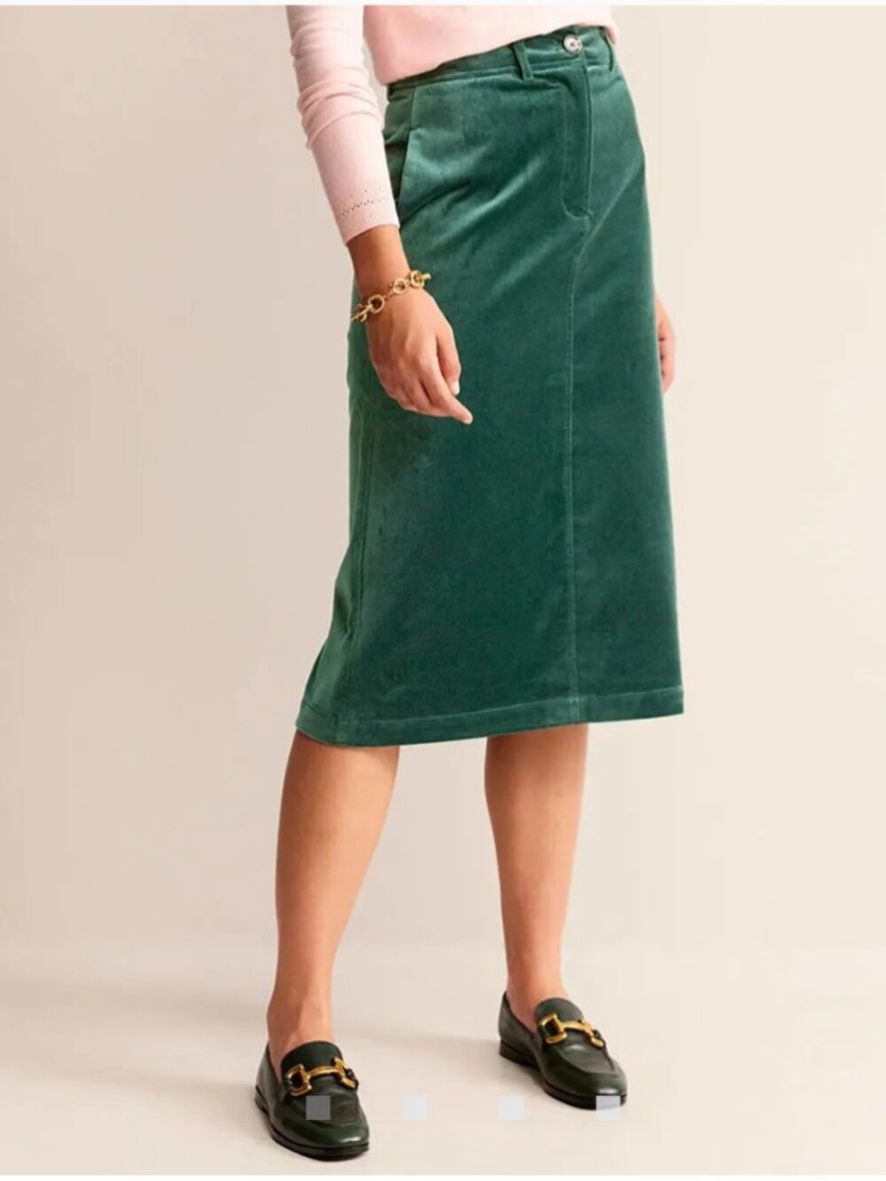 Boden Teal Velvet Midi Skirt